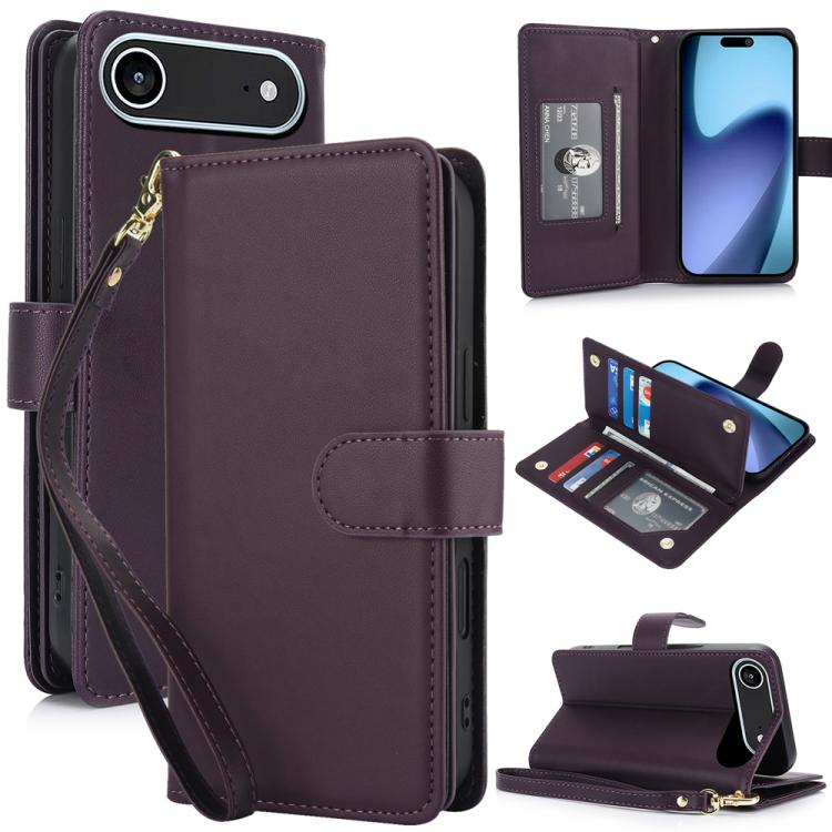 For iPhone Air Multi-Card Wallet RFID Leather Phone Case(Dark Purple)