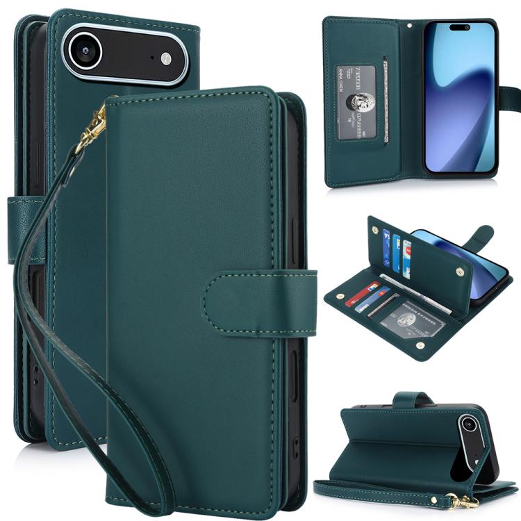 For iPhone Air Multi-Card Wallet RFID Leather Phone Case(Green)