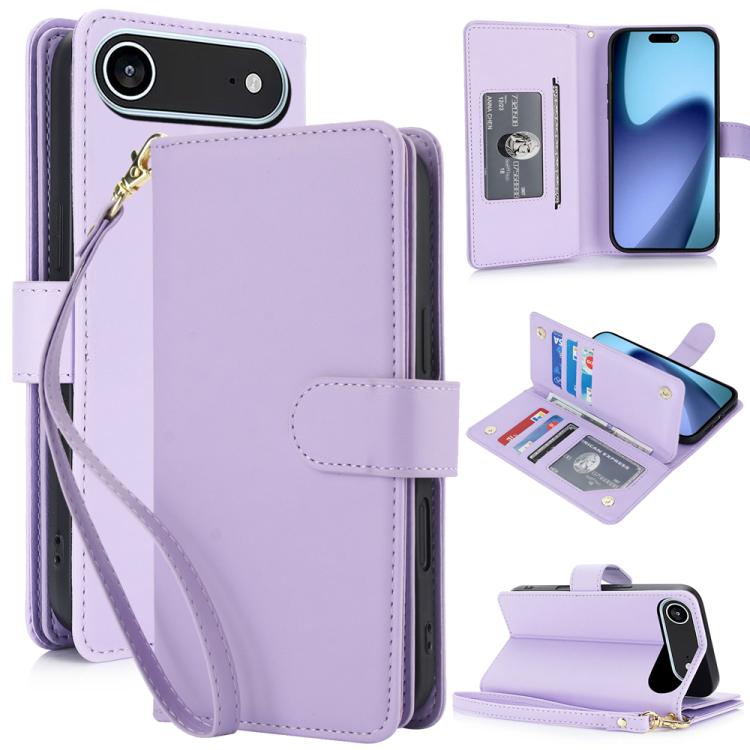 For iPhone Air Multi-Card Wallet RFID Leather Phone Case(Light Purple)