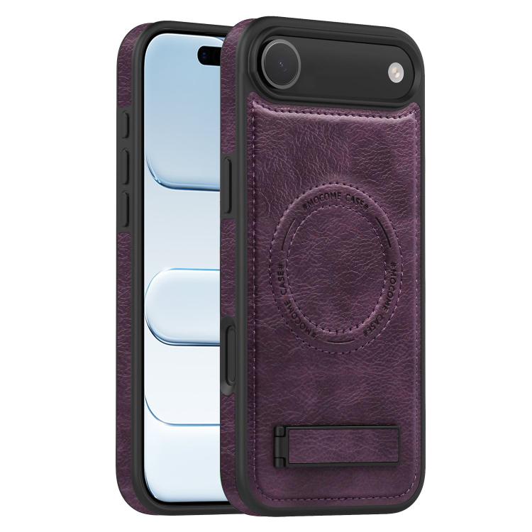 For iPhone  Air Multi-function Holder MagSafe PU Phone Case(Mulberry)