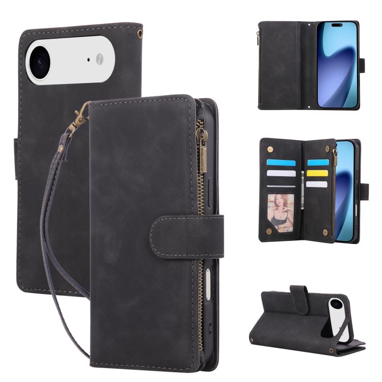 For iPhone Air Multifunctional Multi-Card Wallet Phone Leather Case(Black)