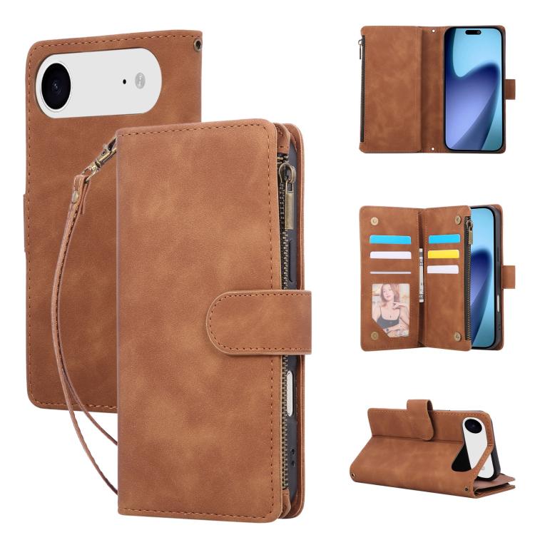For iPhone Air Multifunctional Multi-Card Wallet Phone Leather Case(Brown)
