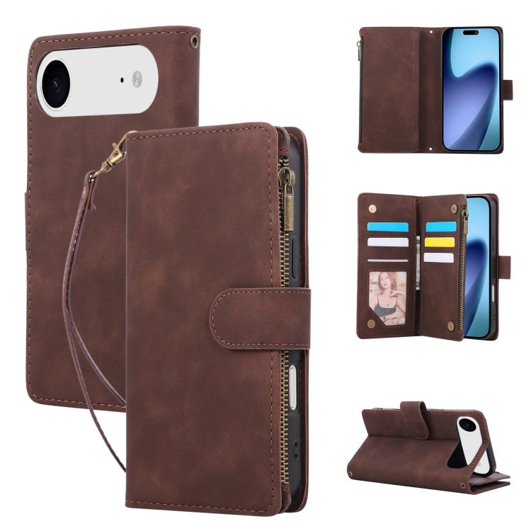 For iPhone Air Multifunctional Multi-Card Wallet Phone Leather Case(Coffee)