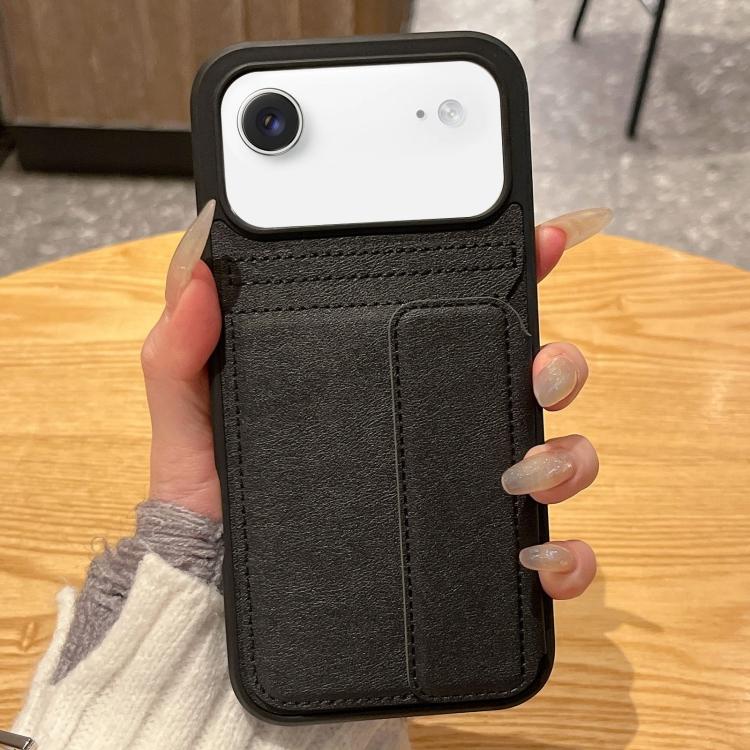 For iPhone Air Multifunctional Premium Card Bag Holder Phone Case(Black)