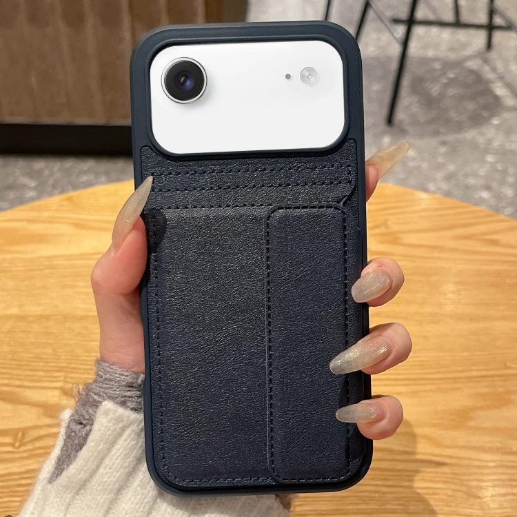 For iPhone Air Multifunctional Premium Card Bag Holder Phone Case(Blue)