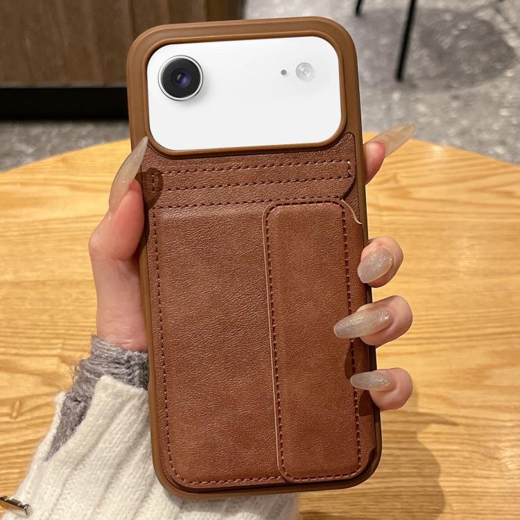 For iPhone Air Multifunctional Premium Card Bag Holder Phone Case(Coffee)