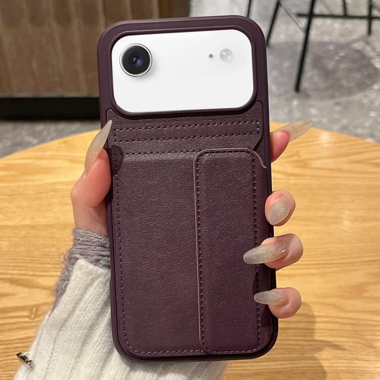 For iPhone Air Multifunctional Premium Card Bag Holder Phone Case(Purple)