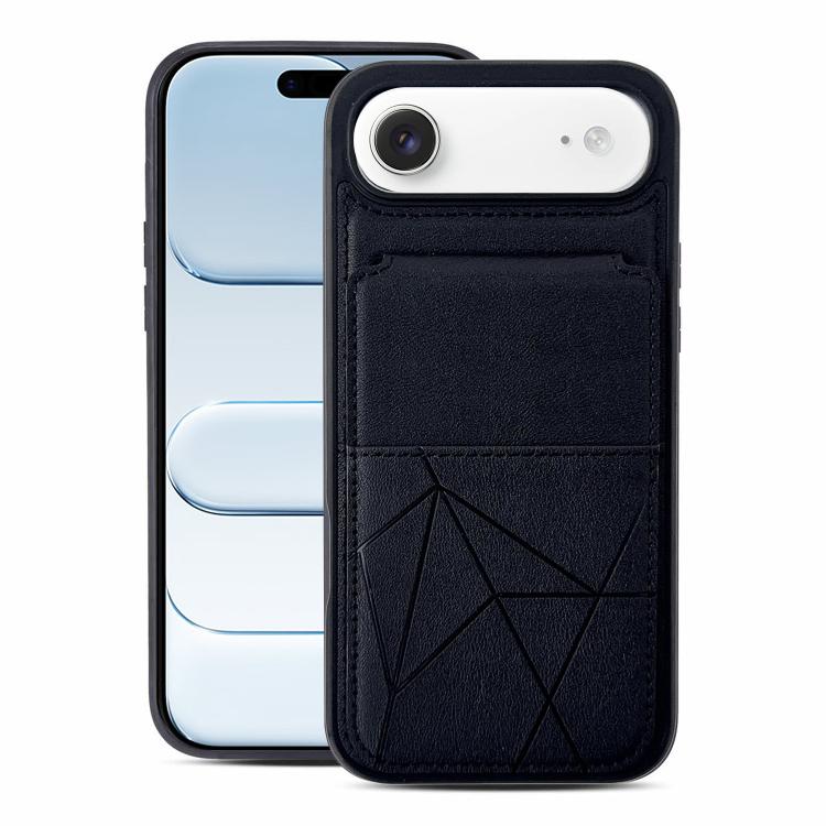 For iPhone Air Multifunctional Vertical Flip Card Wallet Holder Vegan Leather Back Phone Case(Black)
