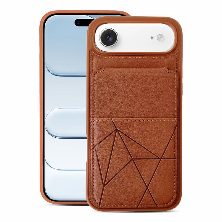 For iPhone Air Multifunctional Vertical Flip Card Wallet Holder Vegan Leather Back Phone Case(Brown)