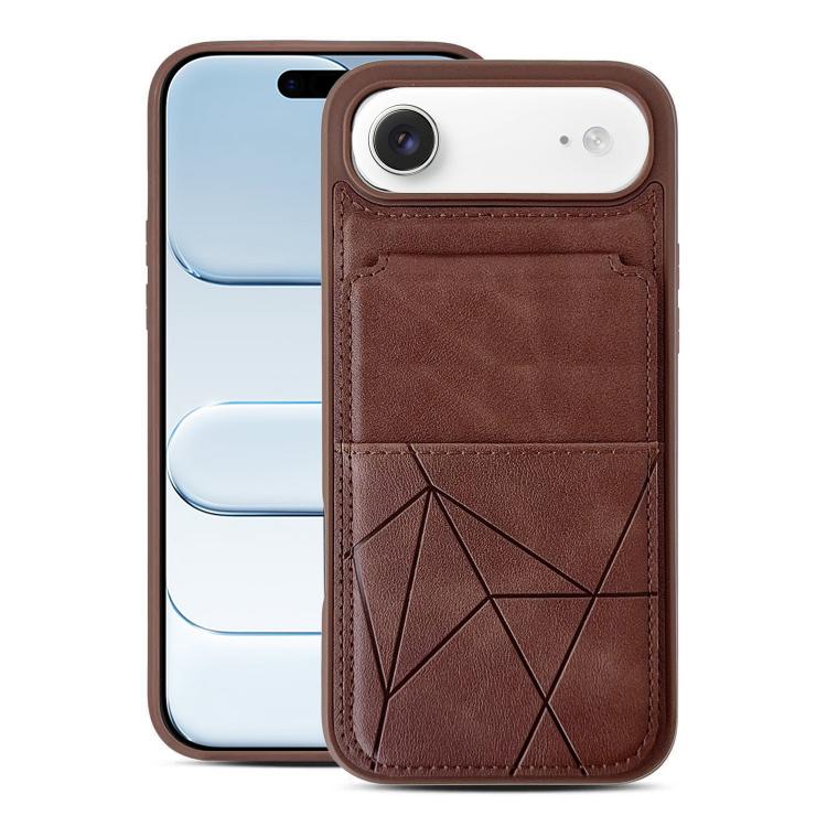 For iPhone Air Multifunctional Vertical Flip Card Wallet Holder Vegan Leather Back Phone Case(Coffee)