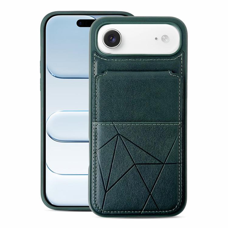 For iPhone Air Multifunctional Vertical Flip Card Wallet Holder Vegan Leather Back Phone Case(Green)