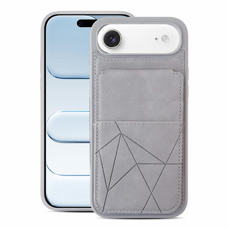 For iPhone Air Multifunctional Vertical Flip Card Wallet Holder Vegan Leather Back Phone Case(Grey)