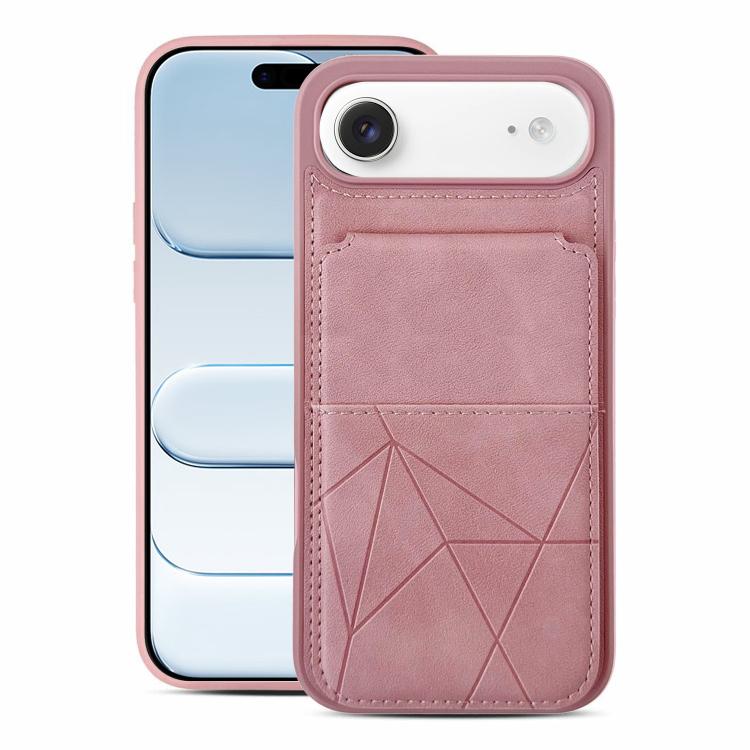 For iPhone Air Multifunctional Vertical Flip Card Wallet Holder Vegan Leather Back Phone Case(Pink)