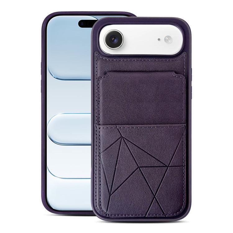 For iPhone Air Multifunctional Vertical Flip Card Wallet Holder Vegan Leather Back Phone Case(Purple)