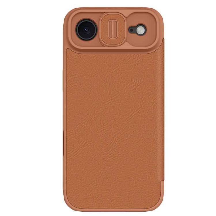 For iPhone Air NILLKIN QIN Series Pro Sliding Camera Cover Design Leather Phone Case(Brown)