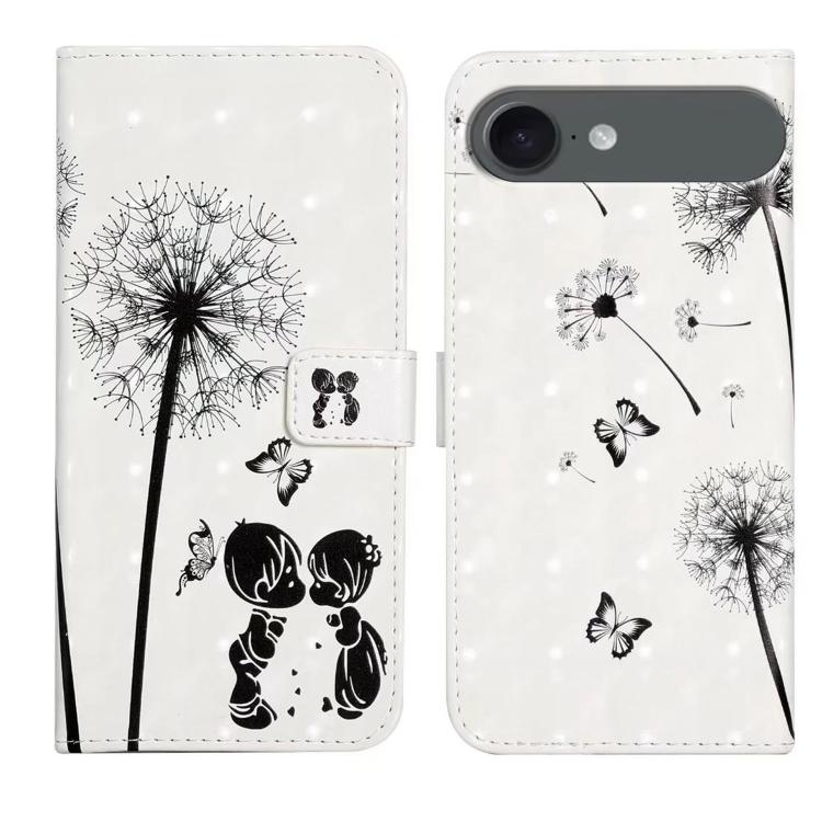 For iPhone Air Oil Embossed 3D Drawing Leather Phone Case(Couple Dandelion)