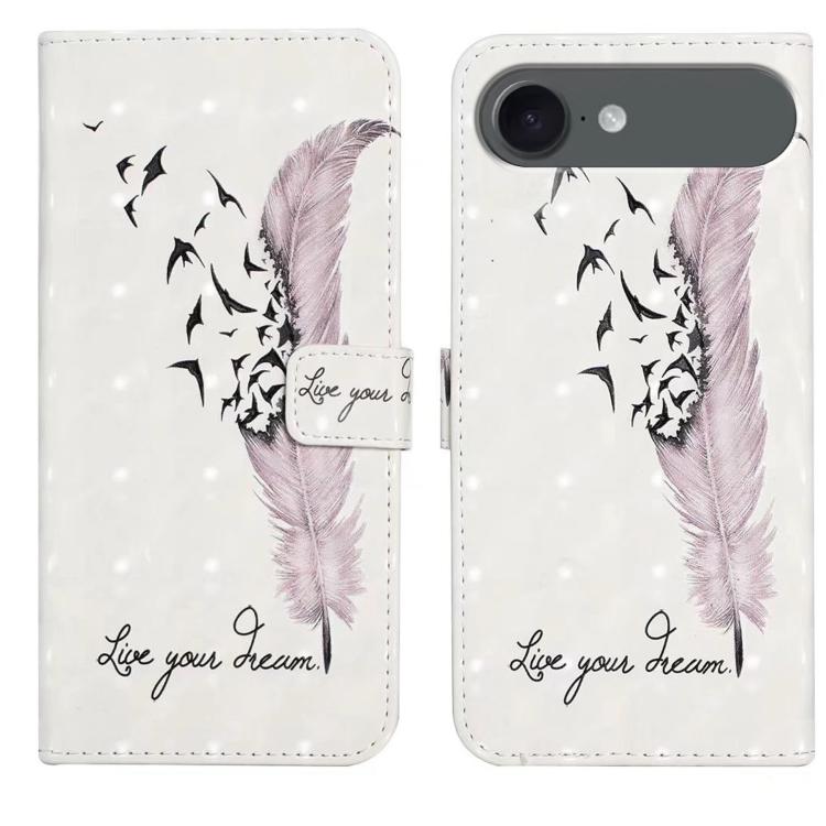 For iPhone Air Oil Embossed 3D Drawing Leather Phone Case(Feather)