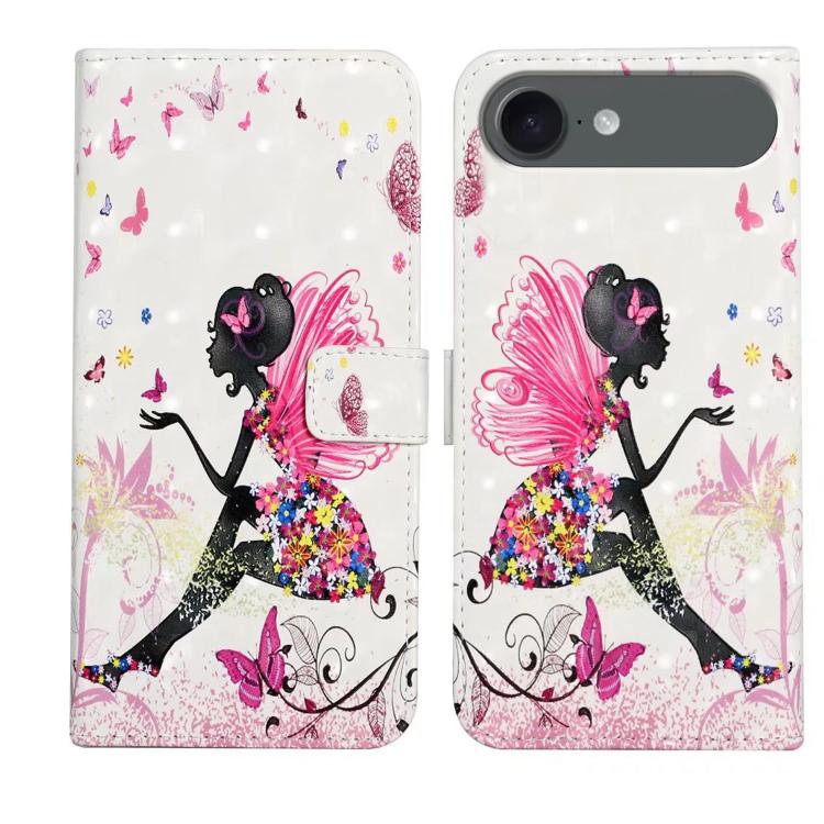 For iPhone Air Oil Embossed 3D Drawing Leather Phone Case(Flower Fairy)