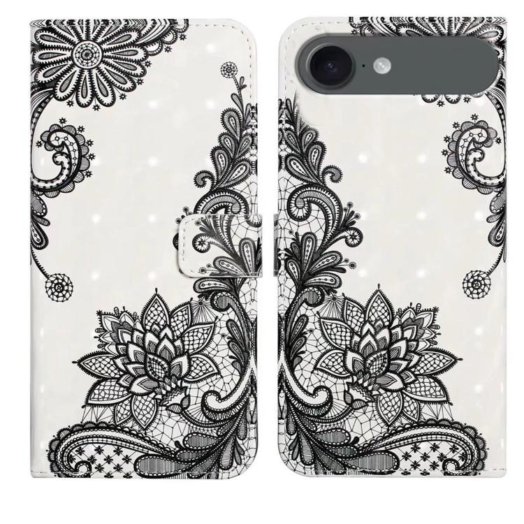 For iPhone Air Oil Embossed 3D Drawing Leather Phone Case(Lace Flower)