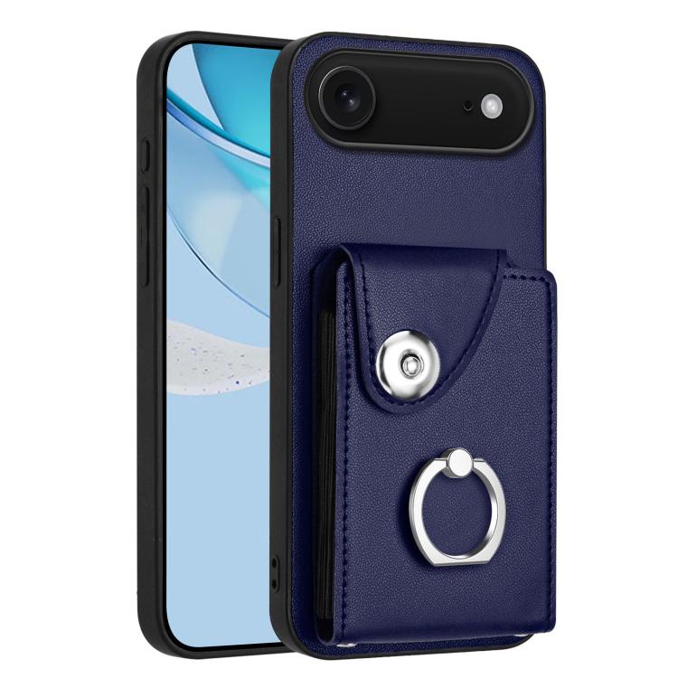 For iPhone Air Organ Card Bag Ring Holder Phone Case(Blue)