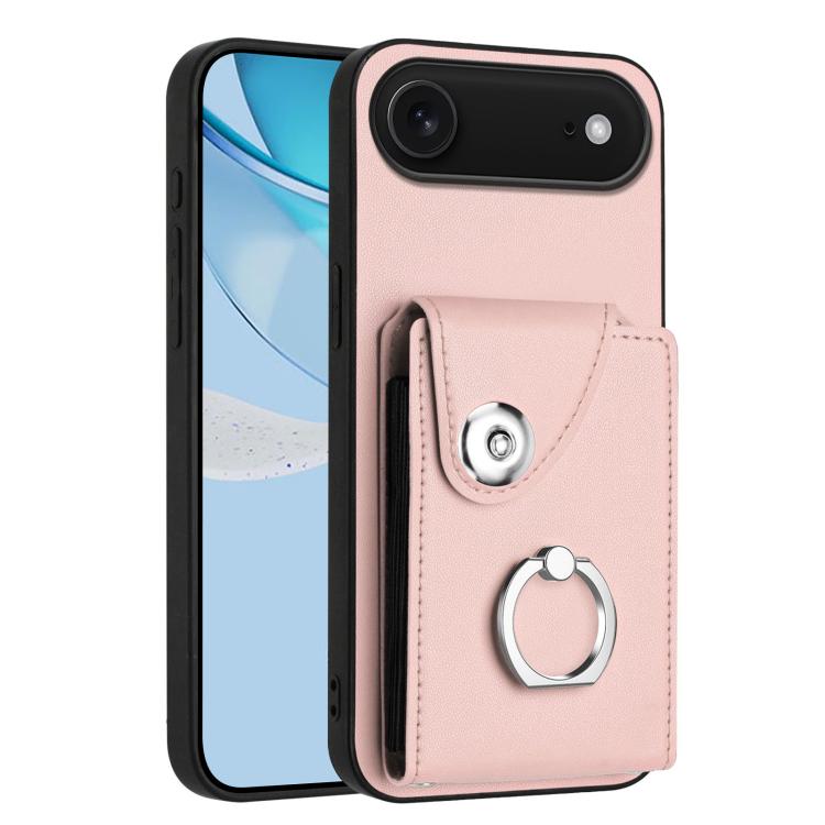 For iPhone Air Organ Card Bag Ring Holder Phone Case(Pink)