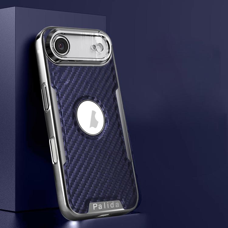 For iPhone Air Palida Y7 Electroplated Carbon Fiber Texture Lens Film Phone Case(Blue)