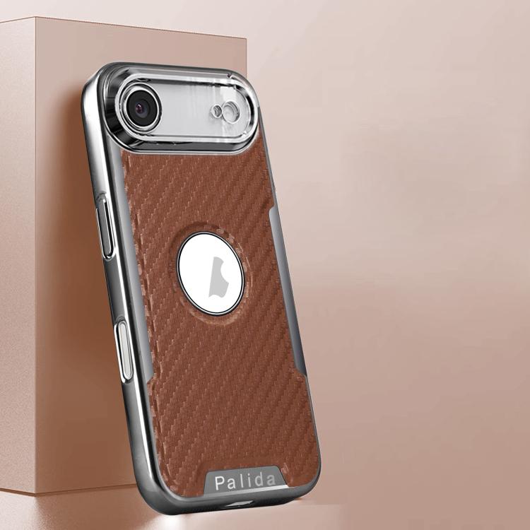 For iPhone Air Palida Y7 Electroplated Carbon Fiber Texture Lens Film Phone Case(Brown)
