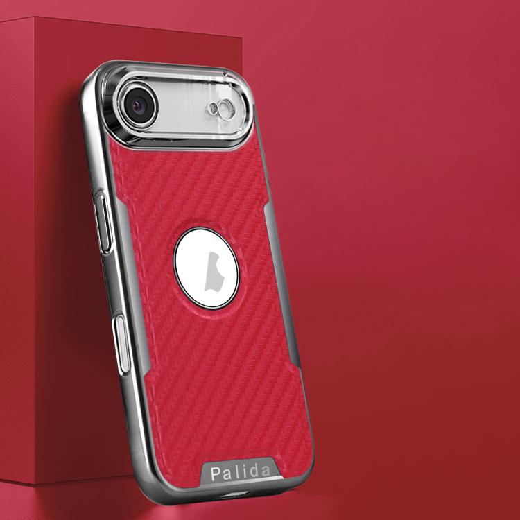 For iPhone Air Palida Y7 Electroplated Carbon Fiber Texture Lens Film Phone Case(Red)
