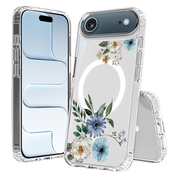 For iPhone Air Pattern Printing TPU + PC Magnetic Shockproof Phone Case(Blue 002)