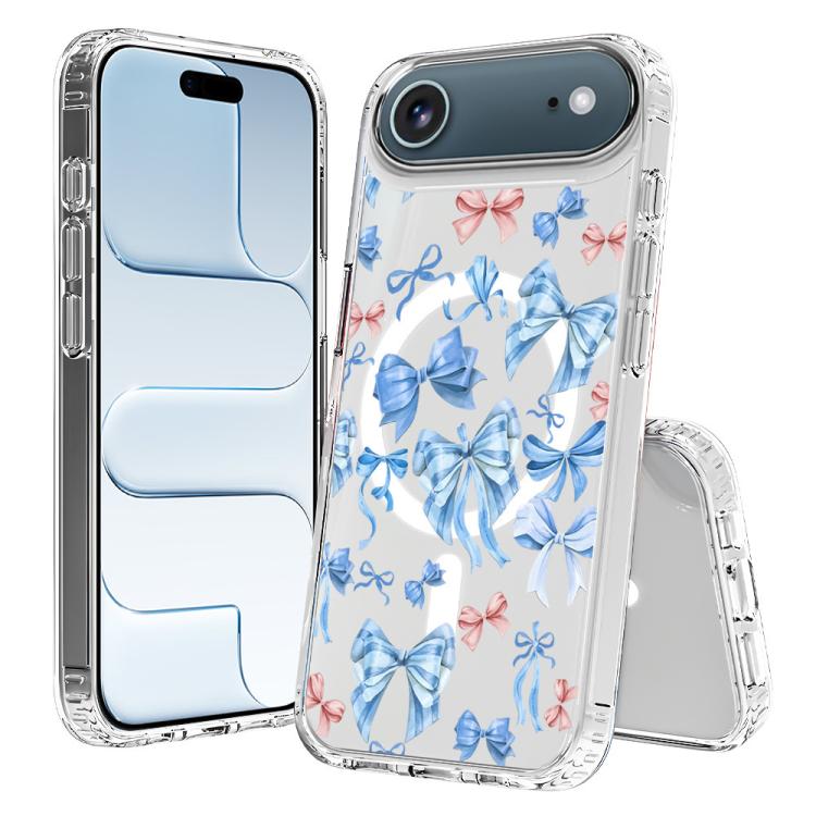 For iPhone Air Pattern Printing TPU + PC Magnetic Shockproof Phone Case(Blue Bow 026)