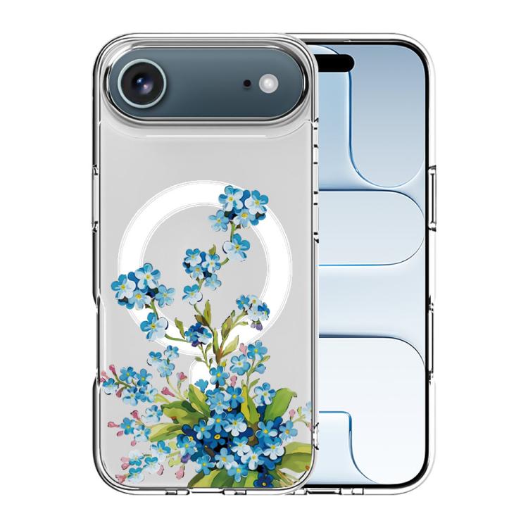 For iPhone Air Pattern Printing TPU + PC Magnetic Shockproof Phone Case(Blue Flower 013)