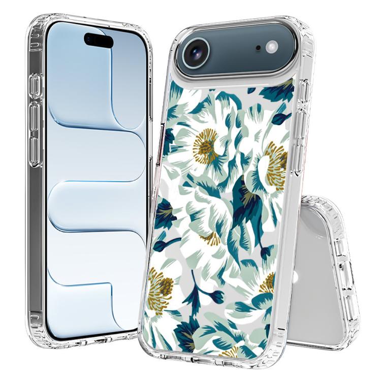 For iPhone Air Pattern Printing TPU + PC Magnetic Shockproof Phone Case(Blue White 003)