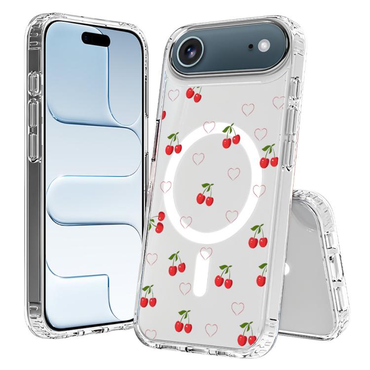 For iPhone Air Pattern Printing TPU + PC Magnetic Shockproof Phone Case(Cherry 025)