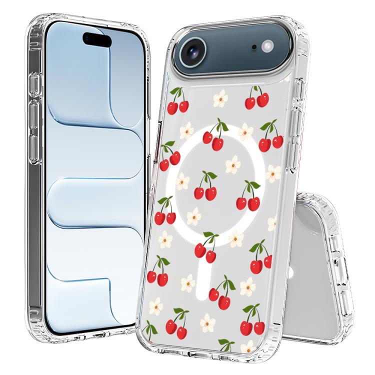 For iPhone Air Pattern Printing TPU + PC Magnetic Shockproof Phone Case(Cherry 028)