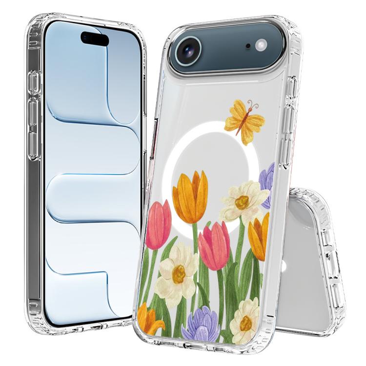 For iPhone Air Pattern Printing TPU + PC Magnetic Shockproof Phone Case(Orange 007)