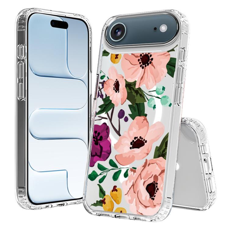 For iPhone Air Pattern Printing TPU + PC Magnetic Shockproof Phone Case(Pink 009)