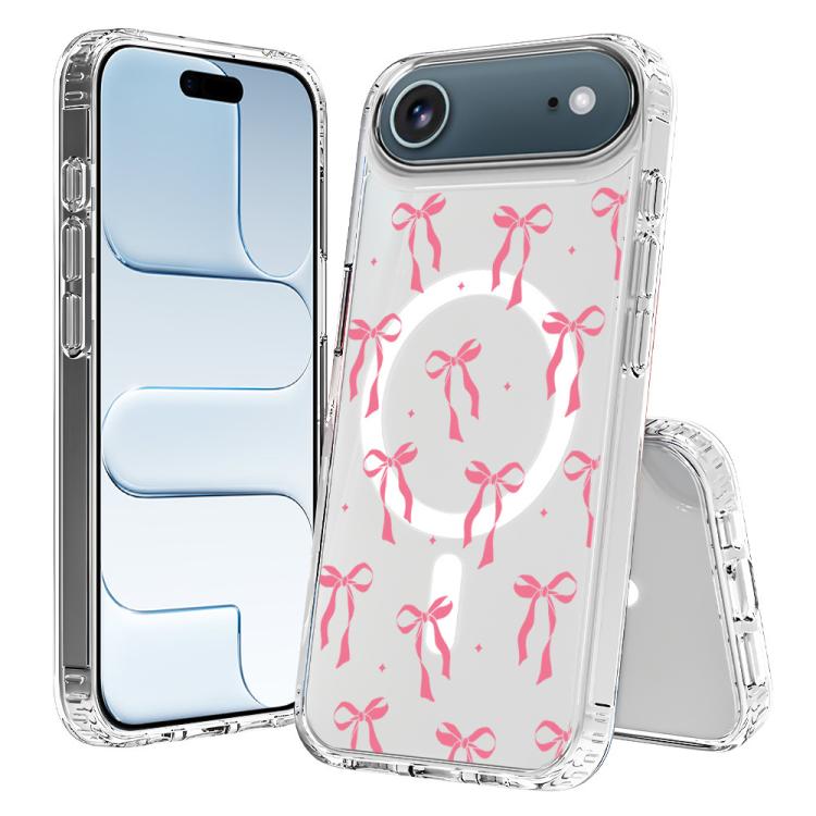 For iPhone Air Pattern Printing TPU + PC Magnetic Shockproof Phone Case(Pink Bow 023)