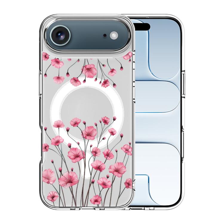 For iPhone Air Pattern Printing TPU + PC Magnetic Shockproof Phone Case(Pink Flower 035)