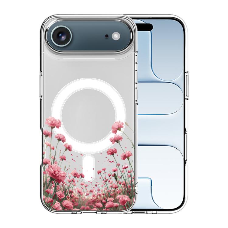 For iPhone Air Pattern Printing TPU + PC Magnetic Shockproof Phone Case(Pink Flower Sea 014)