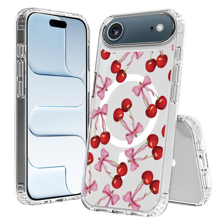 For iPhone Air Pattern Printing TPU + PC Magnetic Shockproof Phone Case(Pink Red 021)