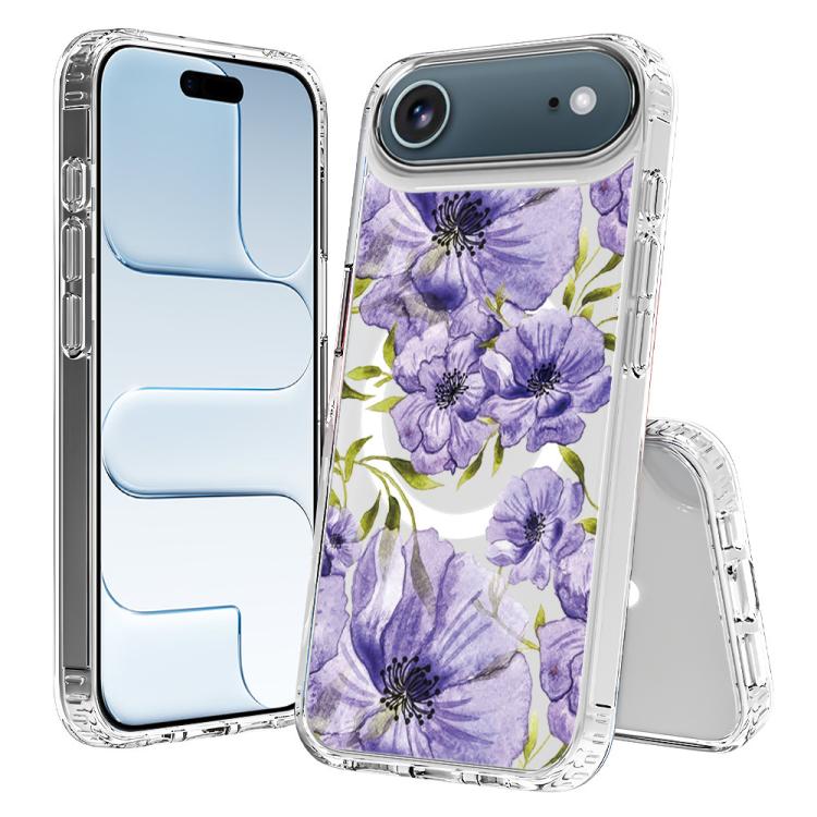 For iPhone Air Pattern Printing TPU + PC Magnetic Shockproof Phone Case(Purple 001)