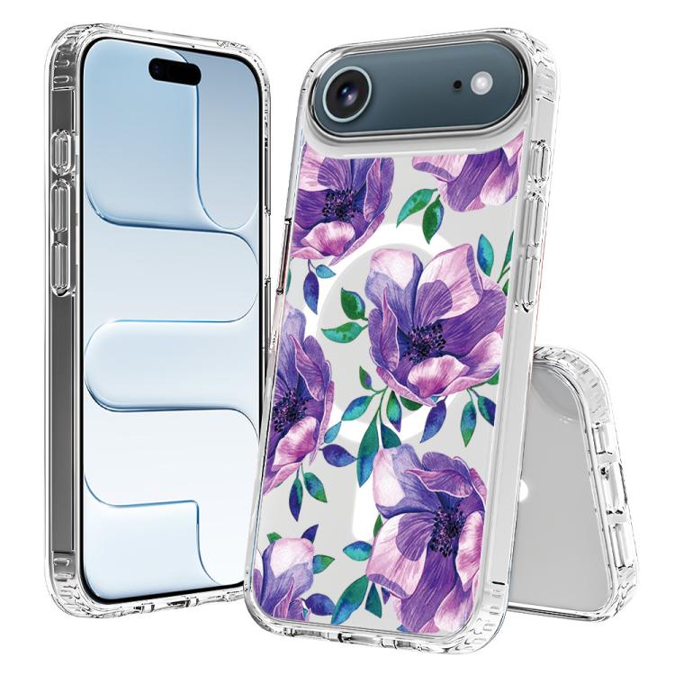For iPhone Air Pattern Printing TPU + PC Magnetic Shockproof Phone Case(Purple 004)