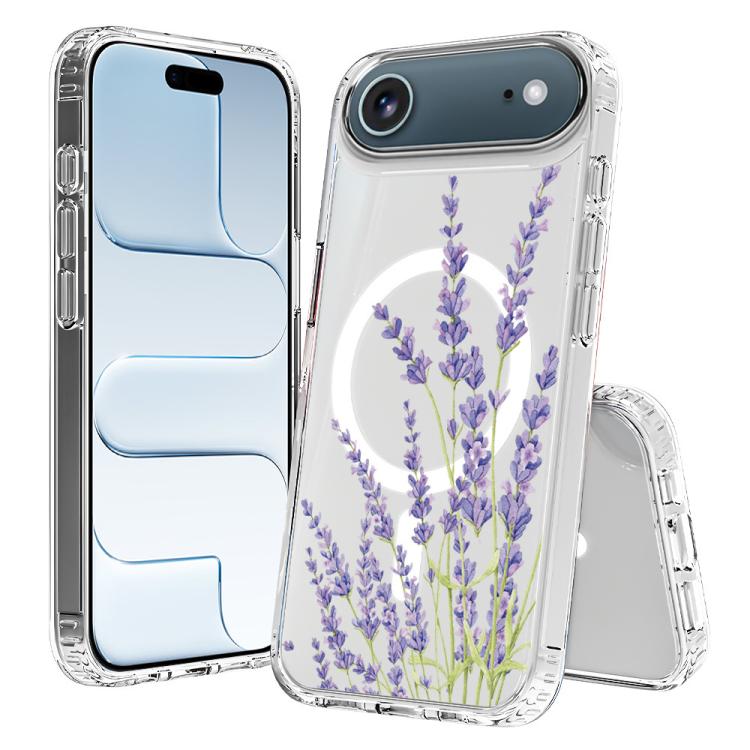 For iPhone Air Pattern Printing TPU + PC Magnetic Shockproof Phone Case(Purple 014)
