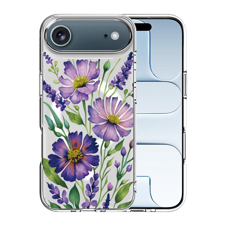 For iPhone Air Pattern Printing TPU + PC Magnetic Shockproof Phone Case(Purple Chamomile 016)