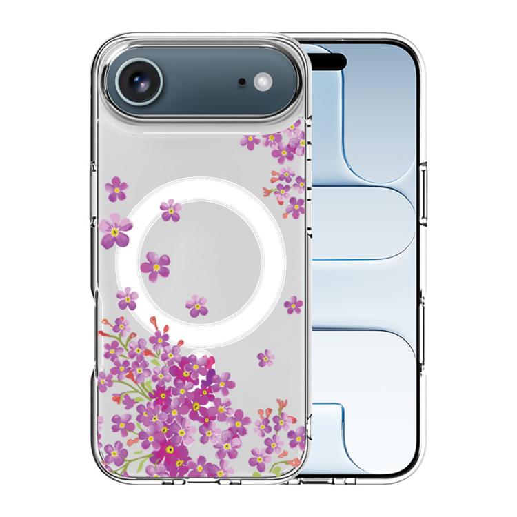 For iPhone Air Pattern Printing TPU + PC Magnetic Shockproof Phone Case(Purple Flower 019)