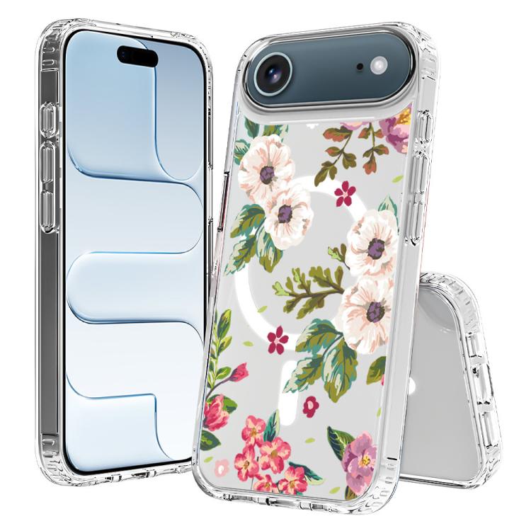 For iPhone Air Pattern Printing TPU + PC Magnetic Shockproof Phone Case(Purple White 017)