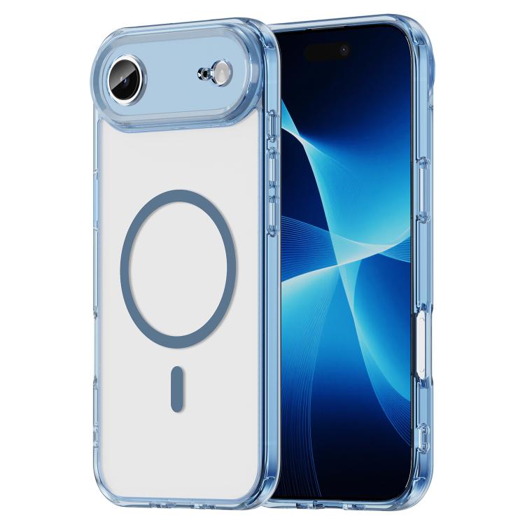 For iPhone Air PC Hybrid TPU Airbag Shockproof MagSafe Phone Case(Transparent Blue)