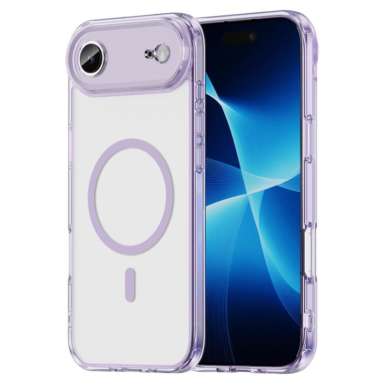 For iPhone Air PC Hybrid TPU Airbag Shockproof MagSafe Phone Case(Transparent Purple)