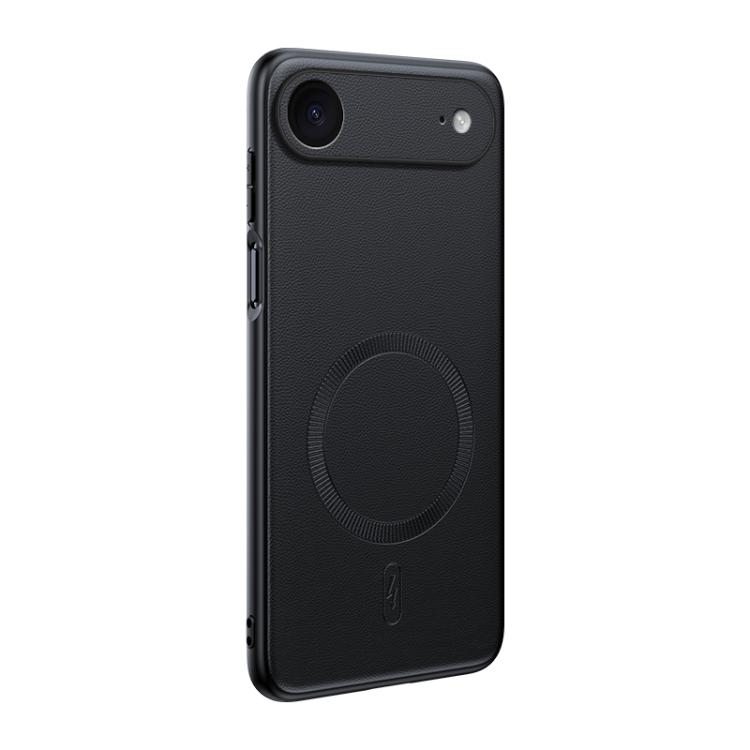 For iPhone Air Plain Leather MagSafe Shockproof Phone Case(Black)