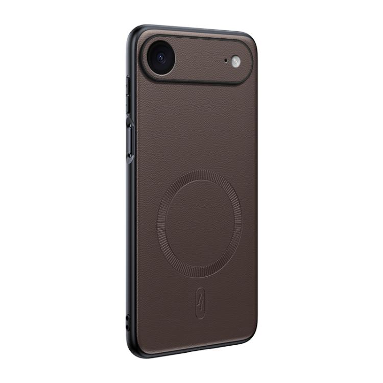 For iPhone Air Plain Leather MagSafe Shockproof Phone Case(Brown)